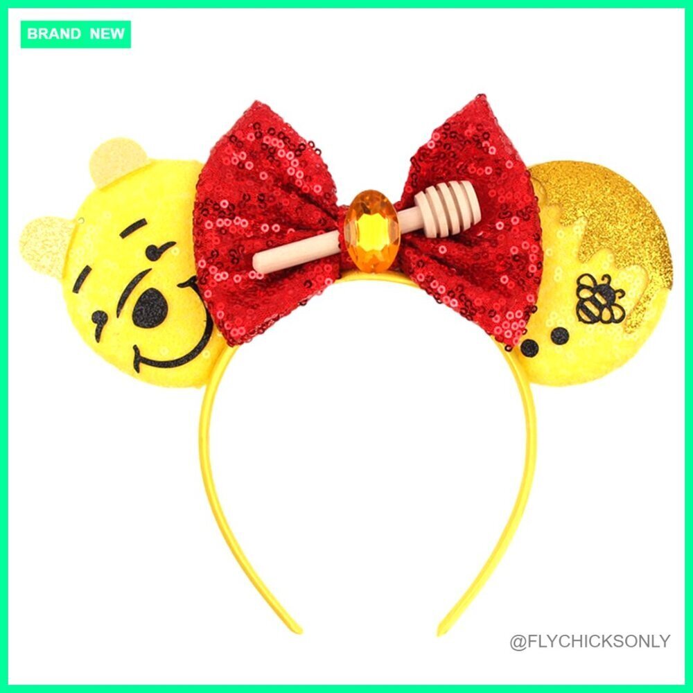 Bee Mouse Ears Headband with Sequin Bow for Parties and Cosplay